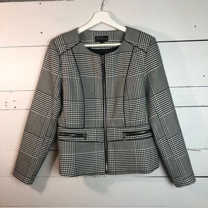 Eden Court Houndstooth Cropped Zip Jacket Size Large